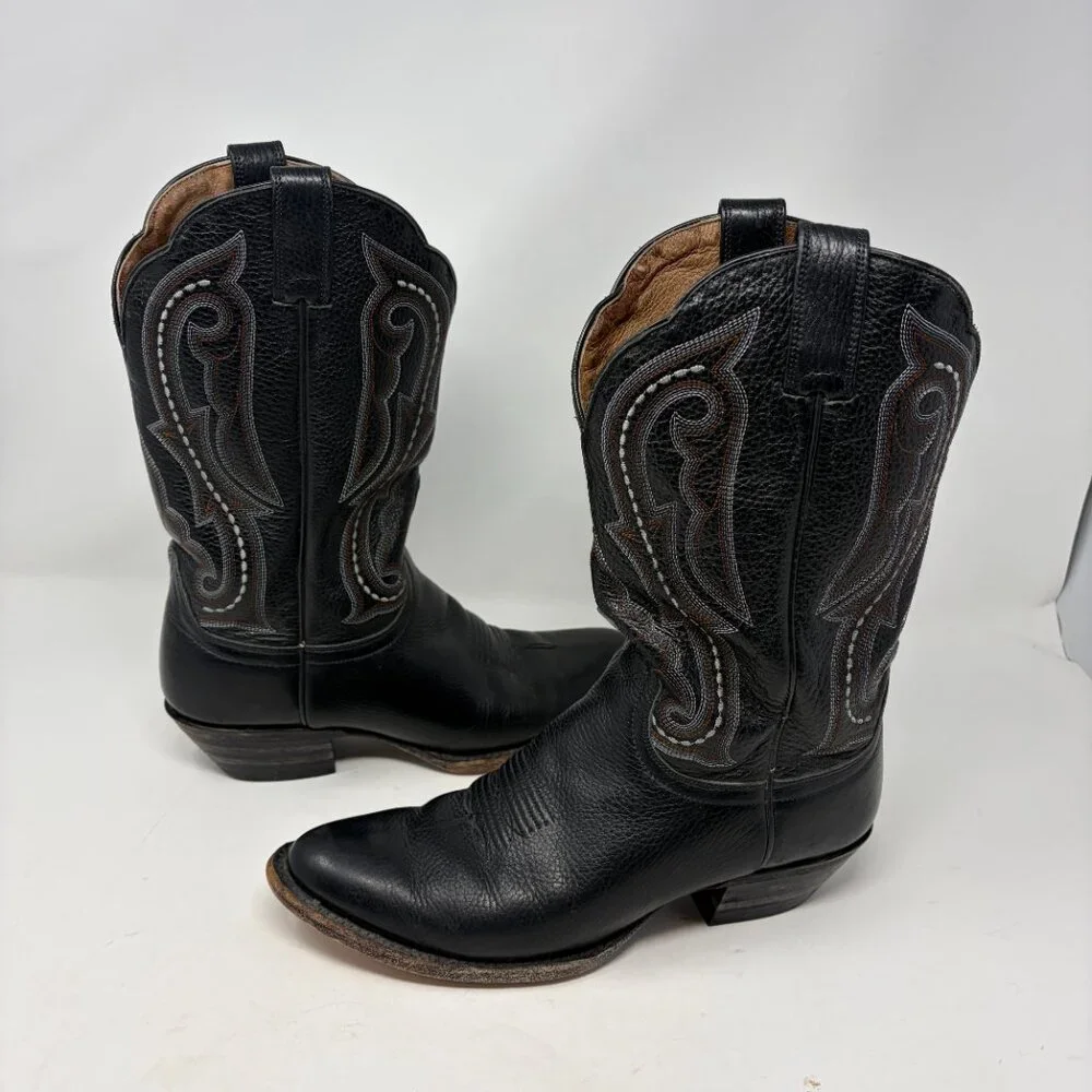 Ariat Black Western Cowboy Boots with Brown Accents - Picture 10 of 11